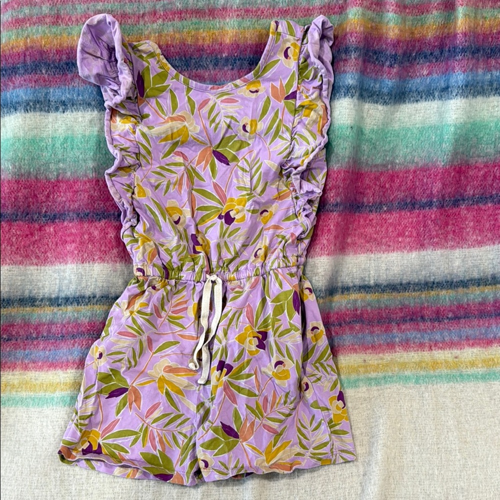 Tea Collection Purple and Green Floral Jumpsuit